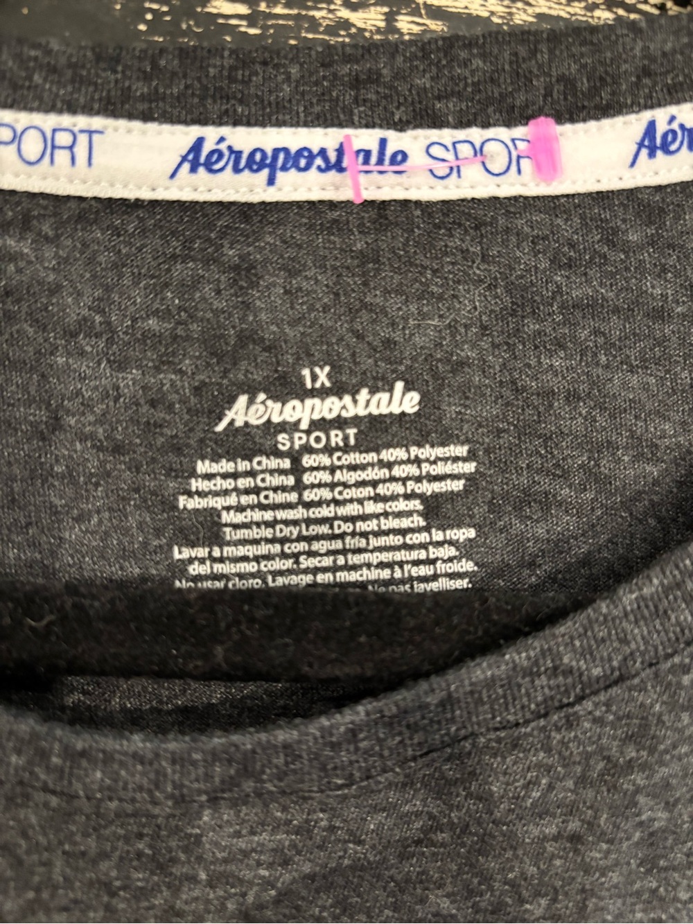 Aeropostale Dark Gray Tee with Pink Accent - Picture 2 of 3